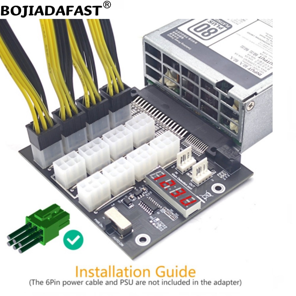 2400W Server Psu Breakout Board - 12ポート PCIe 6ピンコネクター、サーバー用電源ユニット（PSU）電源分配ボード、DELL 2000W、2400W、750W、1100W、1600W対応、同期機能付き。