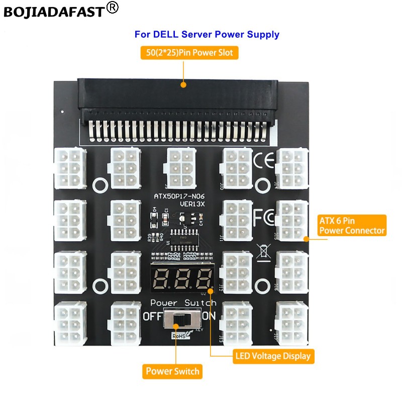 17 ポート PCIe 6Pin コネクタサーバー電源ブレー - 2400W Server Psu Breakout Board のレビューと価格